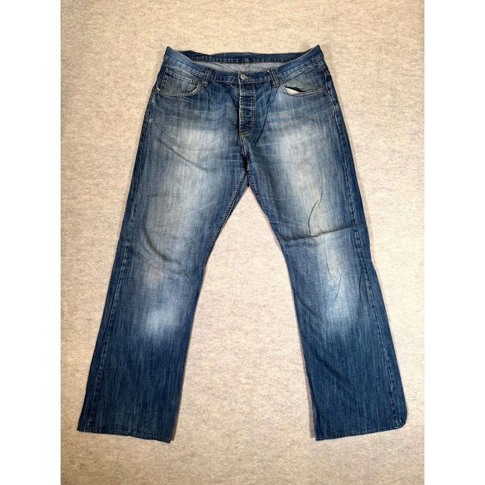 Vintage Levis 507 Jeans Men 36x34 Blue Bootcut Leg Slim Fit Whiskered Denim Logo